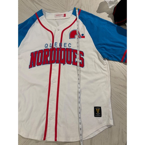 Mitchell & Ness Quebec Nordiques Hockey Jersey Mens Baseball Shirt - Picture 6 of 8